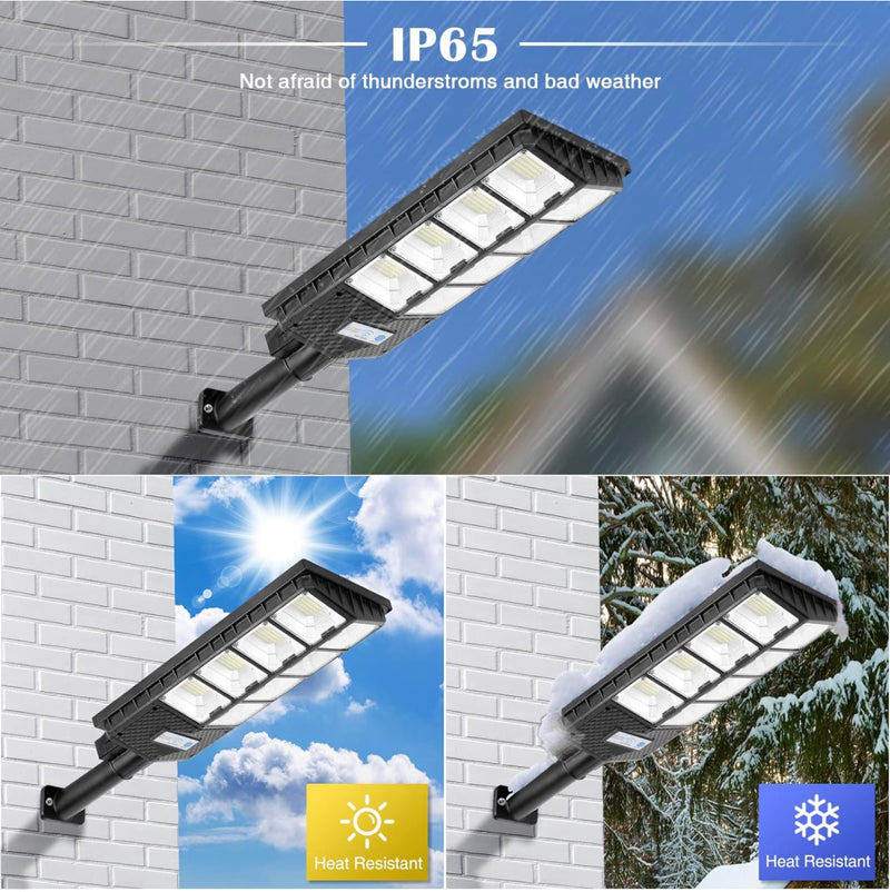 Ilimitado Solar Street Lights Outdoor Waterproof, 6500K 10000LM 448 & 20000LM 1496LEDs Solar Parking Lot Lights Dusk to Dawn, Solar Flood Light Wide Angle Motion Sensor and Remote Control for Area Lighting Yard