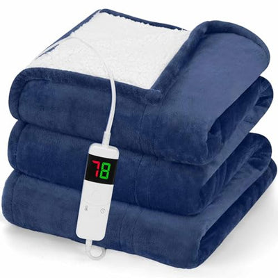 Electric Heated Throw Blanket, Available All Sizes Heating Level Fast Heating Blanket with Dual Control,5 Timer Auto Off