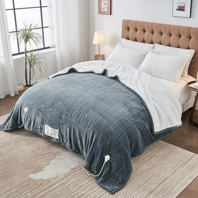 Electric Heated Throw Blanket, Available All Sizes Heating Level Fast Heating Blanket with Dual Control,5 Timer Auto Off