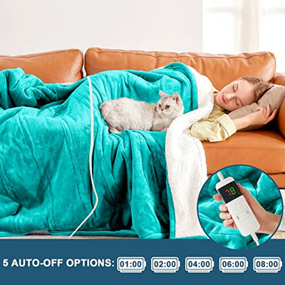 Electric Heated Throw Blanket, Available All Sizes Heating Level Fast Heating Blanket with Dual Control,5 Timer Auto Off