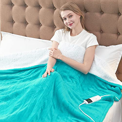 Electric Heated Throw Blanket, Available All Sizes Heating Level Fast Heating Blanket with Dual Control,5 Timer Auto Off