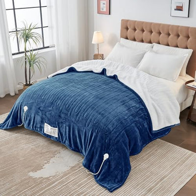 Electric Heated Throw Blanket, Available All Sizes Heating Level Fast Heating Blanket with Dual Control,5 Timer Auto Off