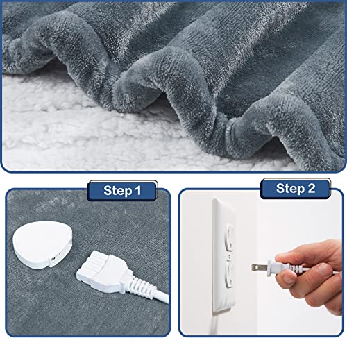 Electric Heated Throw Blanket, Available All Sizes Heating Level Fast Heating Blanket with Dual Control,5 Timer Auto Off