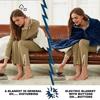 Electric Heated Throw Blanket, Available All Sizes Heating Level Fast Heating Blanket with Dual Control,5 Timer Auto Off