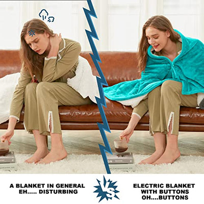 Electric Heated Throw Blanket, Available All Sizes Heating Level Fast Heating Blanket with Dual Control,5 Timer Auto Off