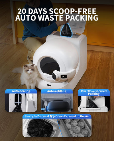 RoboCat Ultra Self-Packing & AI-Powered Camera Automatic Cat Litter Box, 5G WiFi Self Cleaning Cat Litter Box, True Hands-Free Auto Scooping Cat Litter Box