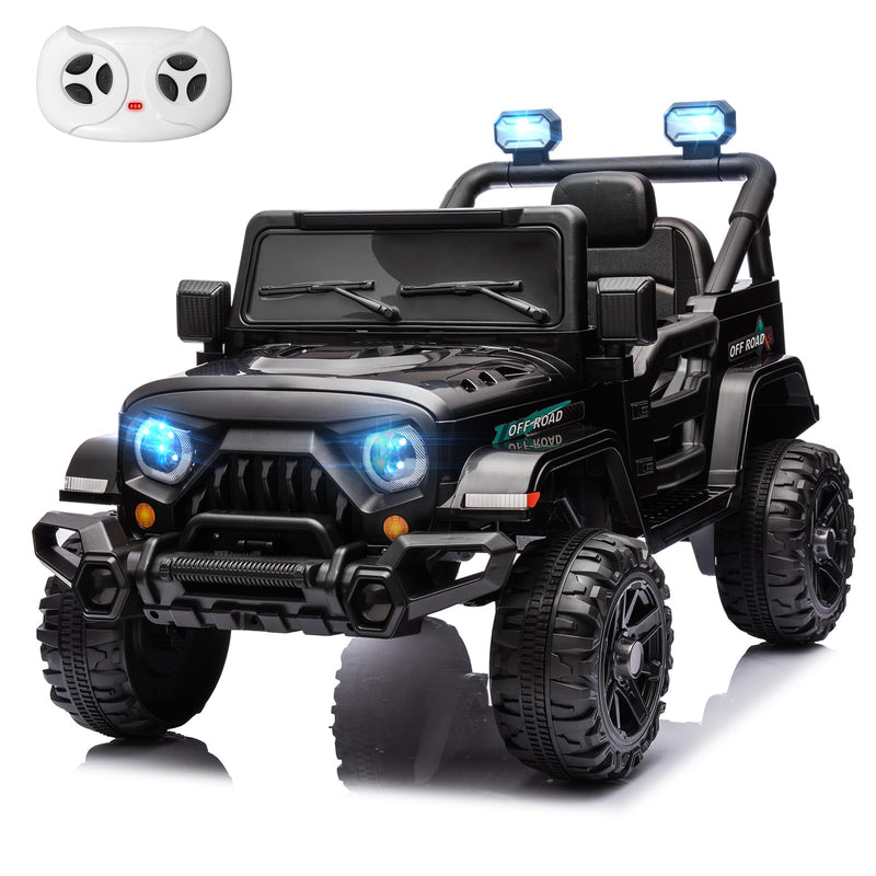 Electric Ride on Truck Car Remote Control, Twin 35W Motors 3.5MPH Max Speed, Bluetooth USB Music Player, 4 Wheels Suspension LED Lights Safety Belt, Gift for Boy & Girl-Rosy