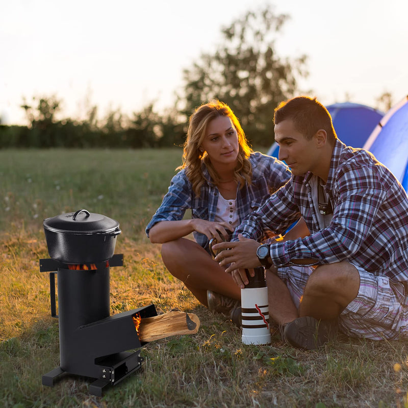 Onlyfire 3 In 1 Camp Rocket Stove with 14.5" Cooking Grate, 18" Griddle and Cooktop, Portable Wood Burning Camping Stove Outside Survival Cooking Kit Accessory for Outdoor Cooking Tents Hiking