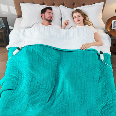 Electric Heated Throw Blanket, Available All Sizes Heating Level Fast Heating Blanket with Dual Control,5 Timer Auto Off