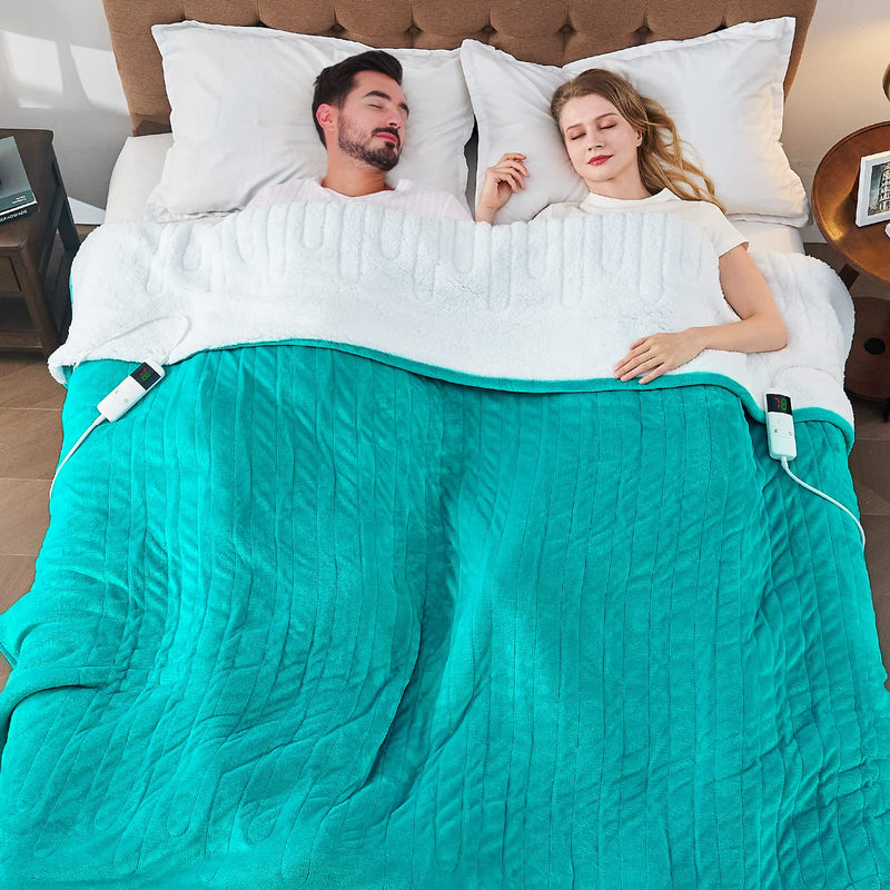 Electric Heated Throw Blanket, Available All Sizes Heating Level Fast Heating Blanket with Dual Control,5 Timer Auto Off