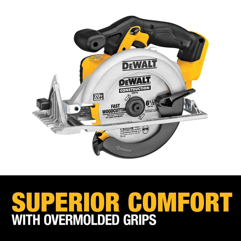 DEWALT 20V MAX Circular Saw, 6-1/2-Inch Blade,  0-50 Degree Bevel Capability, Bare Tool Only