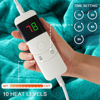 Electric Heated Throw Blanket, Available All Sizes Heating Level Fast Heating Blanket with Dual Control,5 Timer Auto Off