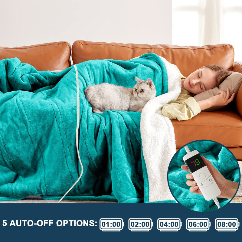 Electric Heated Throw Blanket, Available All Sizes Heating Level Fast Heating Blanket with Dual Control,5 Timer Auto Off