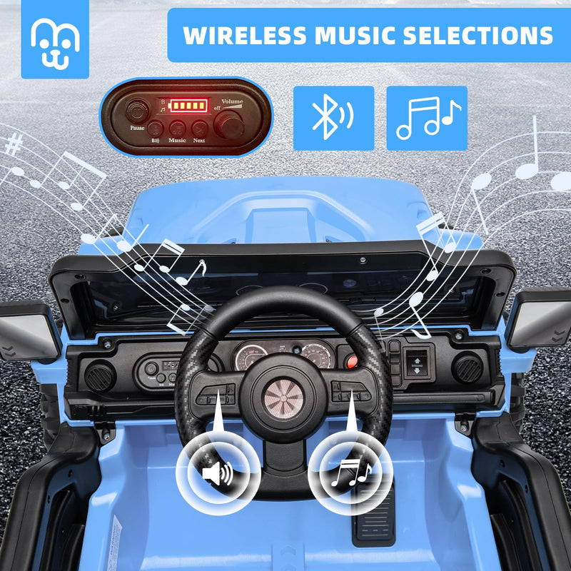 Electric Ride on Truck Car Remote Control, Twin 35W Motors 3.5MPH Max Speed, Bluetooth USB Music Player, 4 Wheels Suspension LED Lights Safety Belt, Gift for Boy & Girl-Rosy