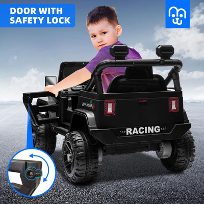 Electric Ride on Truck Car Remote Control, Twin 35W Motors 3.5MPH Max Speed, Bluetooth USB Music Player, 4 Wheels Suspension LED Lights Safety Belt, Gift for Boy & Girl-Rosy