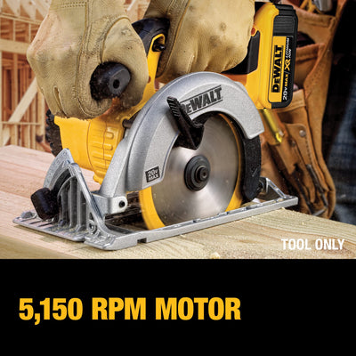 DEWALT 20V MAX Circular Saw, 6-1/2-Inch Blade,  0-50 Degree Bevel Capability, Bare Tool Only