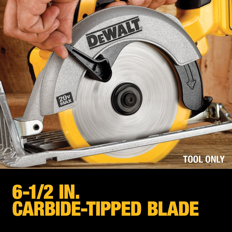 DEWALT 20V MAX Circular Saw, 6-1/2-Inch Blade,  0-50 Degree Bevel Capability, Bare Tool Only