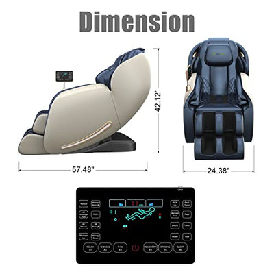 Relax Massage Chair, Full Body Zero Gravity SL-Track Shiatsu Massage Recliner Chair with Heat Body Scan Bluetooth Foot Roller, Favor-06 Blue