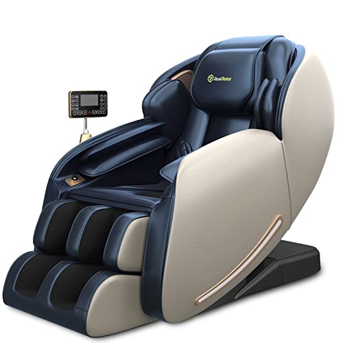 Relax Massage Chair, Full Body Zero Gravity SL-Track Shiatsu Massage Recliner Chair with Heat Body Scan Bluetooth Foot Roller, Favor-06 Blue