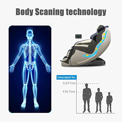 Relax Massage Chair, Full Body Zero Gravity SL-Track Shiatsu Massage Recliner Chair with Heat Body Scan Bluetooth Foot Roller, Favor-06 Blue