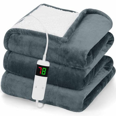 Electric Heated Throw Blanket, Available All Sizes Heating Level Fast Heating Blanket with Dual Control,5 Timer Auto Off