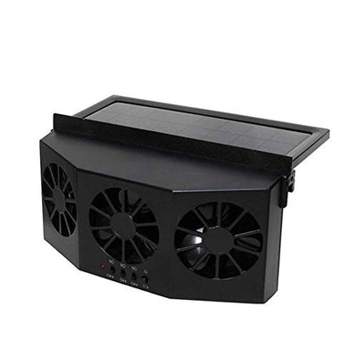 Solar Powered 3 Fan Car Exhaust Fan for Car Radiator Fan, Energy Saving Air Vent Radiator Air Purifiers 2W ABS（Black）