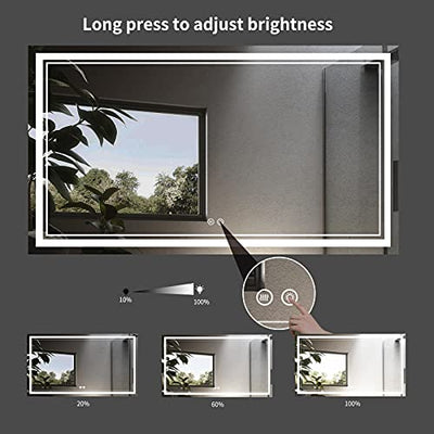 Smart LED Vanity Mirror, Large Dimmable Bathroom with Lights for Wall Shatter-Proof,Horizontal/Vertical