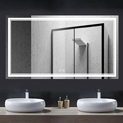 Smart LED Vanity Mirror, Large Dimmable Bathroom with Lights for Wall Shatter-Proof,Horizontal/Vertical