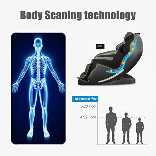 Relax Massage Chair, Full Body Zero Gravity SL-Track Shiatsu Massage Recliner Chair with Heat Body Scan Bluetooth Foot Roller, Favor-06 Blue