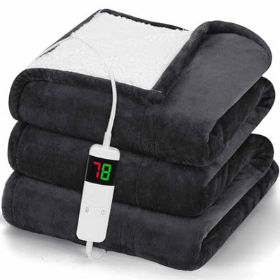 Electric Heated Throw Blanket, Available All Sizes Heating Level Fast Heating Blanket with Dual Control,5 Timer Auto Off