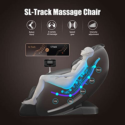 Relax Massage Chair, Full Body Zero Gravity SL-Track Shiatsu Massage Recliner Chair with Heat Body Scan Bluetooth Foot Roller, Favor-06 Blue