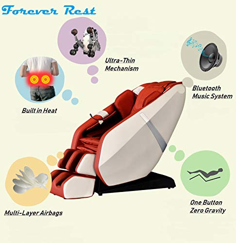 FOREVER REST Our top Performer 2023 FR-6KSL Full Body Massage Chair, SL-Track, 3-Step Stretch, Zero Gravity, Heat, Speakers, Air Massage, Rolling Foot Massage, LCD Remote, Space Saver