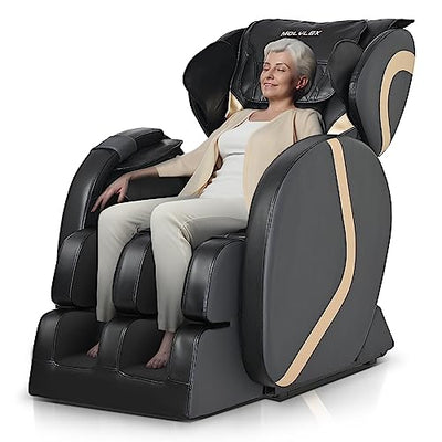 Massage Chair Recliner with Zero Gravity, Full Body Massage Chair with Heating, Air Pressure, Up to 5.7inch, Easy to Use at Home and in The Office, Black