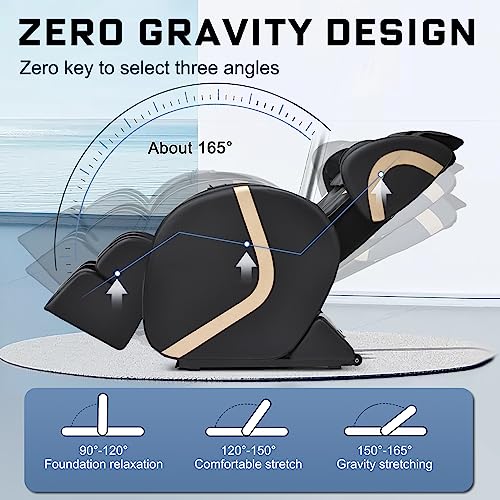 Massage Chair Recliner with Zero Gravity, Full Body Massage Chair with Heating, Air Pressure, Up to 5.7inch, Easy to Use at Home and in The Office, Black