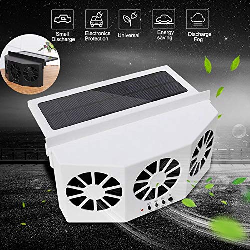 Solar Powered 3 Fan Car Exhaust Fan for Car Radiator Fan, Energy Saving Air Vent Radiator Air Purifiers 2W ABS（Black）