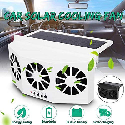 Solar Powered 3 Fan Car Exhaust Fan for Car Radiator Fan, Energy Saving Air Vent Radiator Air Purifiers 2W ABS（Black）