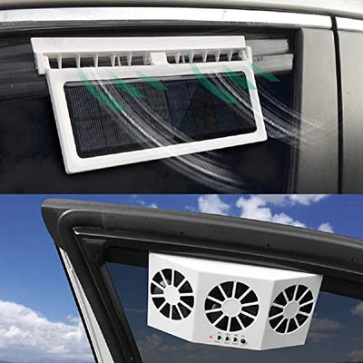 Solar Powered 3 Fan Car Exhaust Fan for Car Radiator Fan, Energy Saving Air Vent Radiator Air Purifiers 2W ABS（Black）