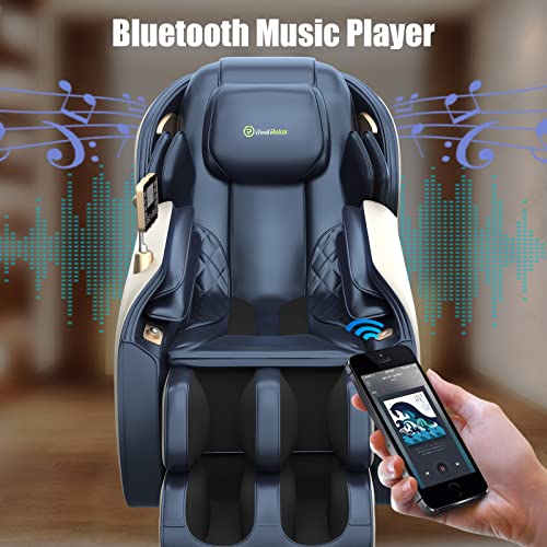 Relax Massage Chair, Full Body Zero Gravity SL-Track Shiatsu Massage Recliner Chair with Heat Body Scan Bluetooth Foot Roller, Favor-06 Blue