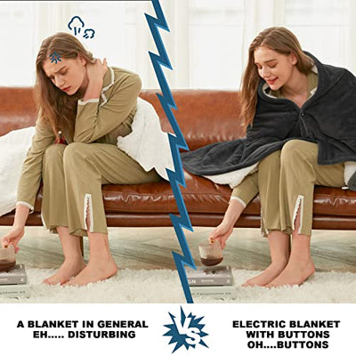 Electric Heated Throw Blanket, Available All Sizes Heating Level Fast Heating Blanket with Dual Control,5 Timer Auto Off