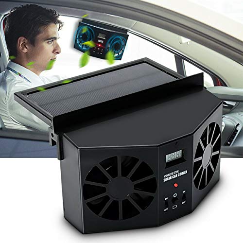 Solar Powered 3 Fan Car Exhaust Fan for Car Radiator Fan, Energy Saving Air Vent Radiator Air Purifiers 2W ABS（Black）