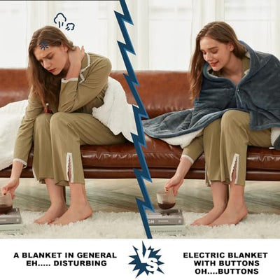 Electric Heated Throw Blanket, Available All Sizes Heating Level Fast Heating Blanket with Dual Control,5 Timer Auto Off