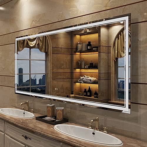 Smart LED Vanity Mirror, Large Dimmable Bathroom with Lights for Wall Shatter-Proof,Horizontal/Vertical