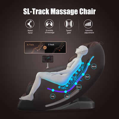 Relax Massage Chair, Full Body Zero Gravity SL-Track Shiatsu Massage Recliner Chair with Heat Body Scan Bluetooth Foot Roller, Favor-06 Blue