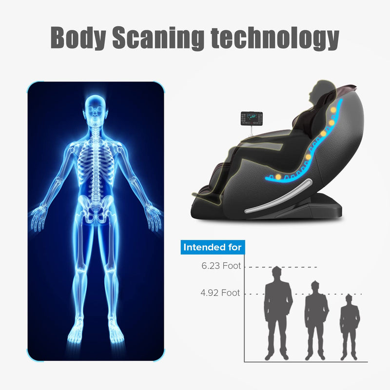 Relax Massage Chair, Full Body Zero Gravity SL-Track Shiatsu Massage Recliner Chair with Heat Body Scan Bluetooth Foot Roller, Favor-06 Blue