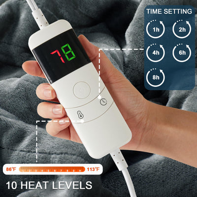 Electric Heated Throw Blanket, Available All Sizes Heating Level Fast Heating Blanket with Dual Control,5 Timer Auto Off