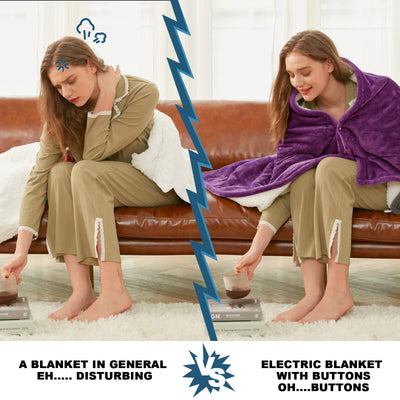 Electric Heated Throw Blanket, Available All Sizes Heating Level Fast Heating Blanket with Dual Control,5 Timer Auto Off